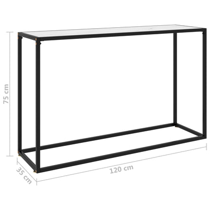 322817 vidaXL Console Table White 120x35x75 cm Tempered Glass