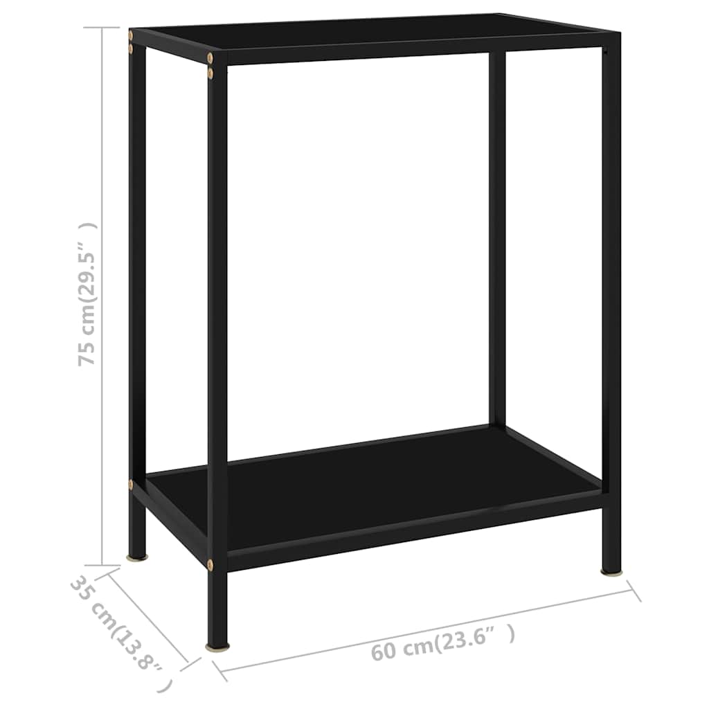 322828 vidaXL Console Table Black 60x35x75 cm Tempered Glass
