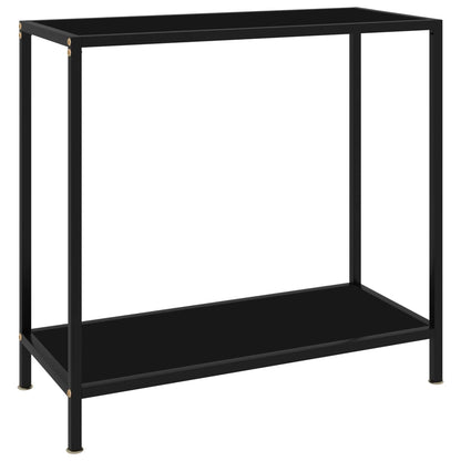 vidaXL Console Table | Black | Tempered Glass & Powder-Coated Steel | Medium