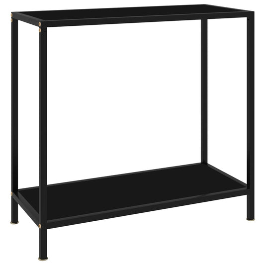vidaXL Console Table | Black | Tempered Glass & Powder-Coated Steel | Medium