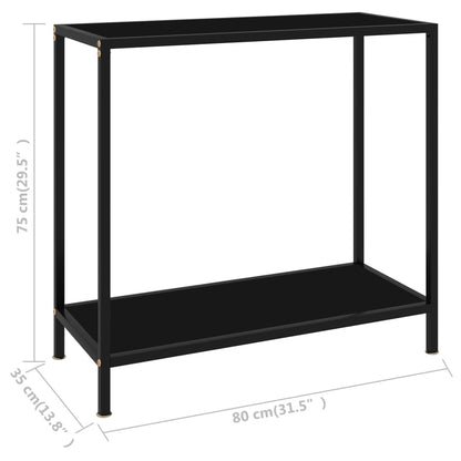 vidaXL Console Table | Black | Tempered Glass & Powder-Coated Steel | Medium