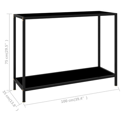 vidaXL Console Table | Black | Tempered Glass, Powder-Coated Steel