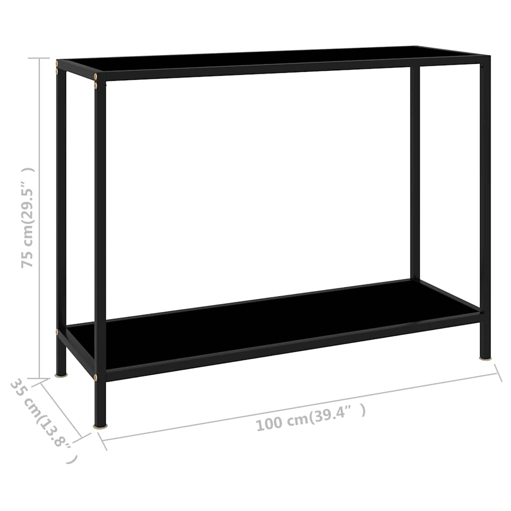 322836 vidaXL Console Table Black 100x35x75 cm Tempered Glass