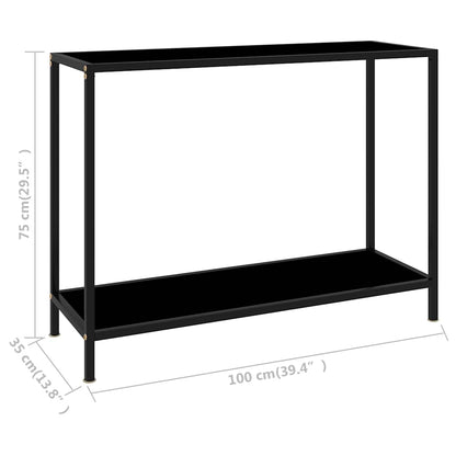 322836 vidaXL Console Table Black 100x35x75 cm Tempered Glass