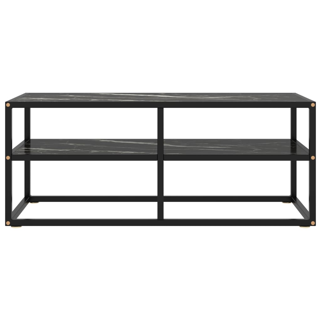 vidaXL TV Cabinet Black with Black Marble Glass 100x40x40 cm