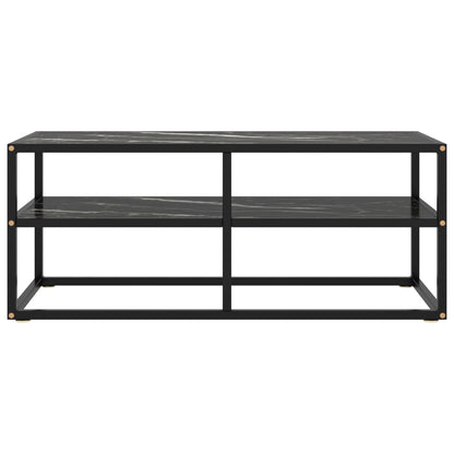 vidaXL TV Cabinet Black with Black Marble Glass 100x40x40 cm