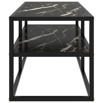 vidaXL TV Cabinet Black with Black Marble Glass 100x40x40 cm