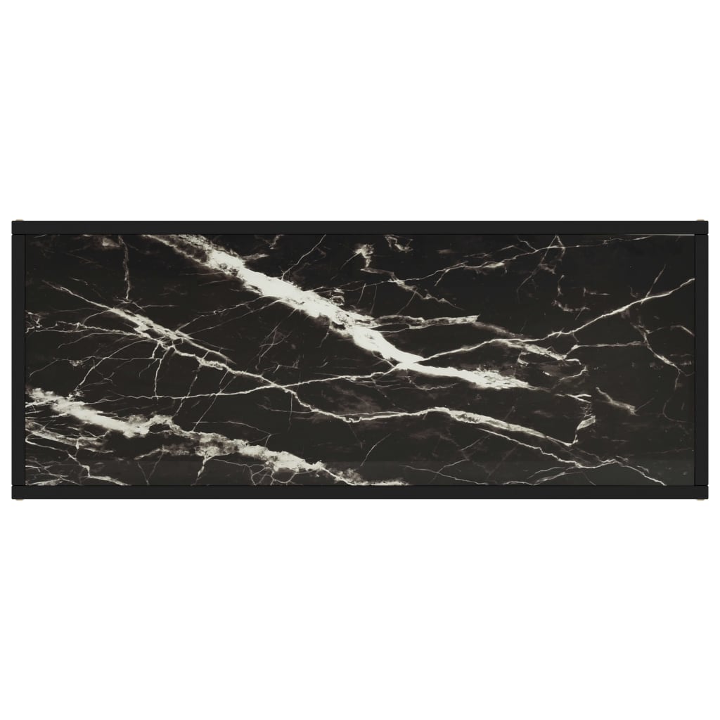 vidaXL TV Cabinet Black with Black Marble Glass 100x40x40 cm