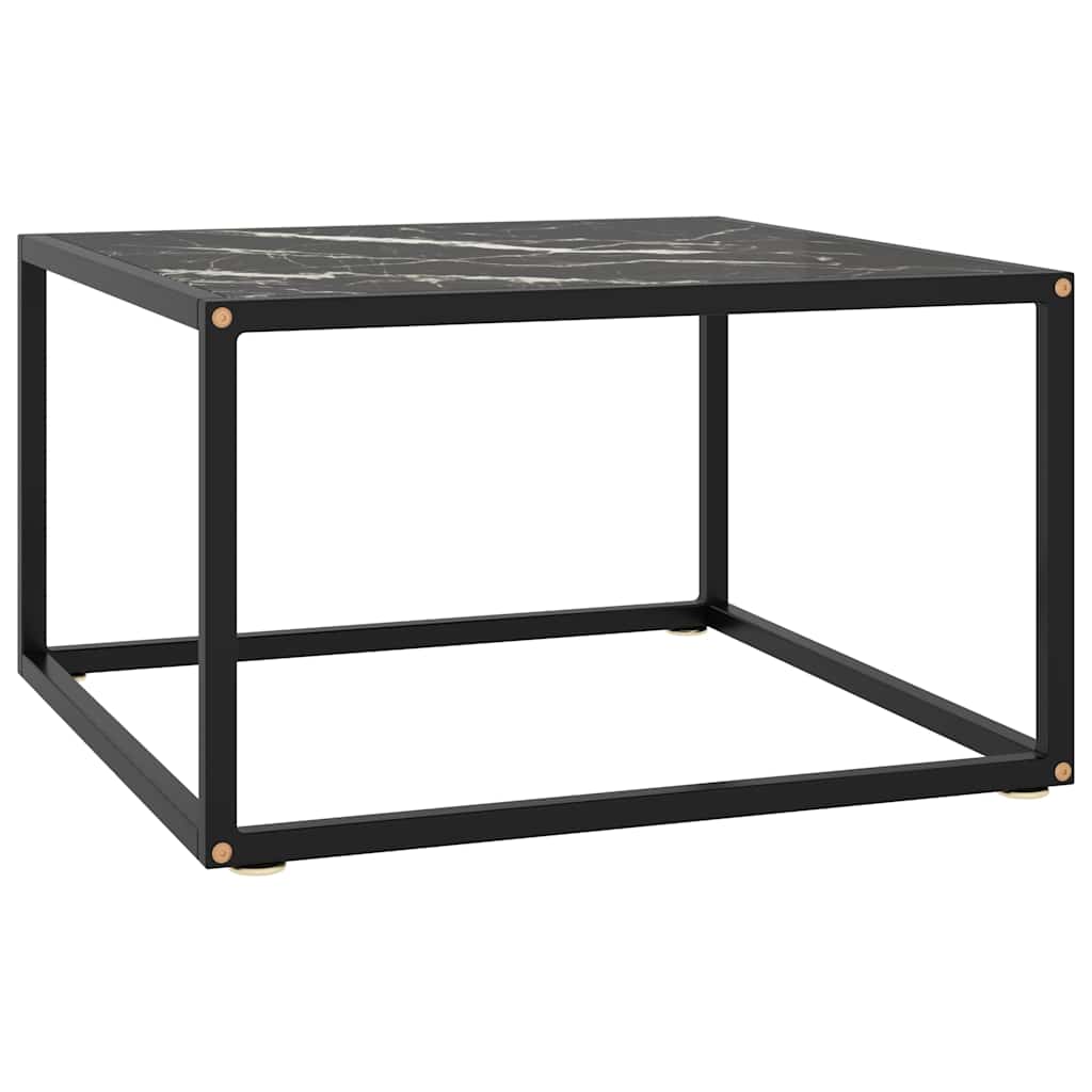 322874 vidaXL Coffee Table Black with Black Marble Glass 60x60x35 cm