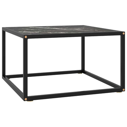 322874 vidaXL Coffee Table Black with Black Marble Glass 60x60x35 cm