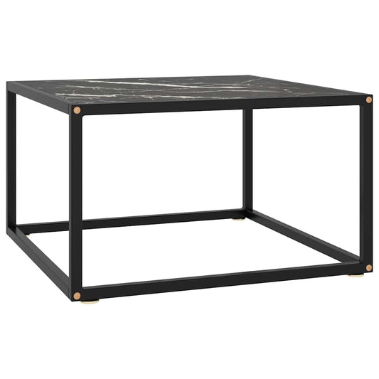 322874 vidaXL Coffee Table Black with Black Marble Glass 60x60x35 cm