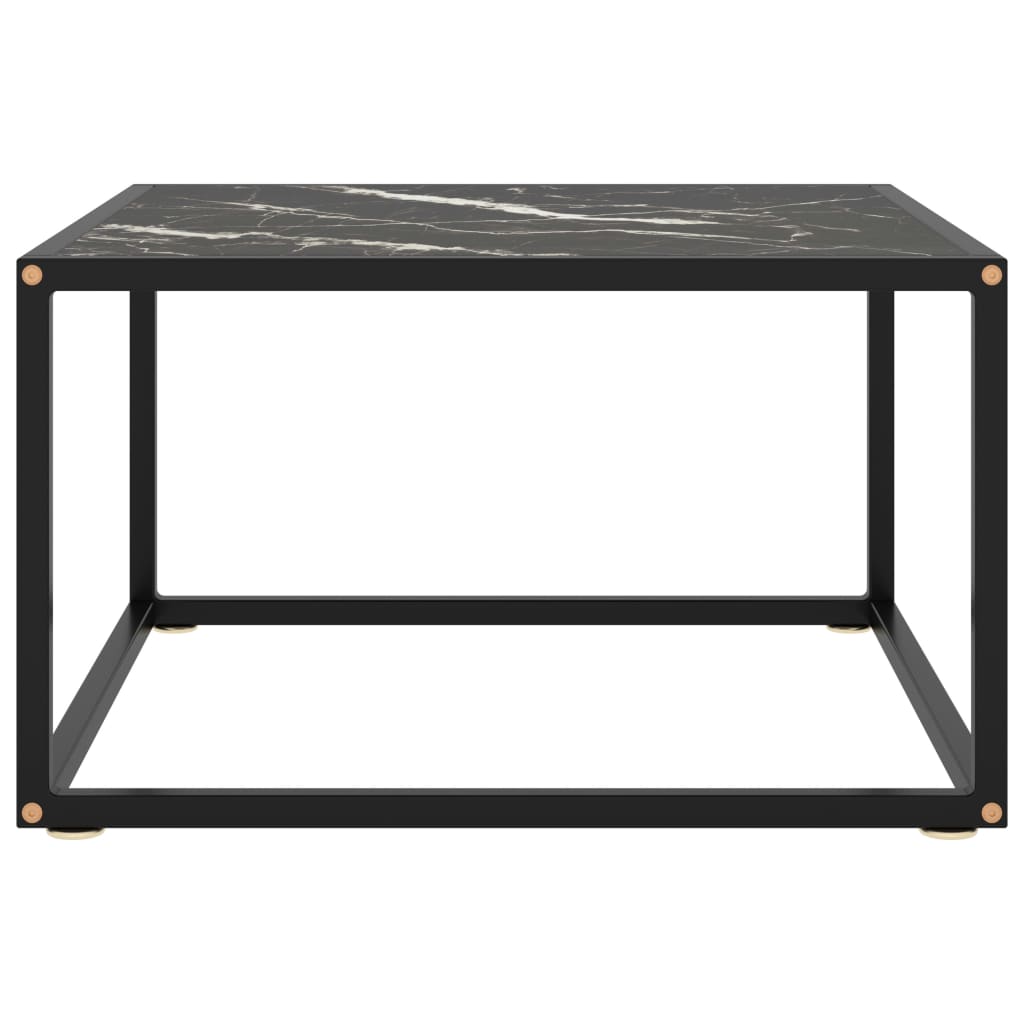 vidaXL Coffee Table Black with Black Marble Glass 60x60x35 cm