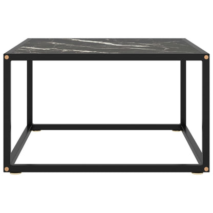 vidaXL Coffee Table Black with Black Marble Glass 60x60x35 cm