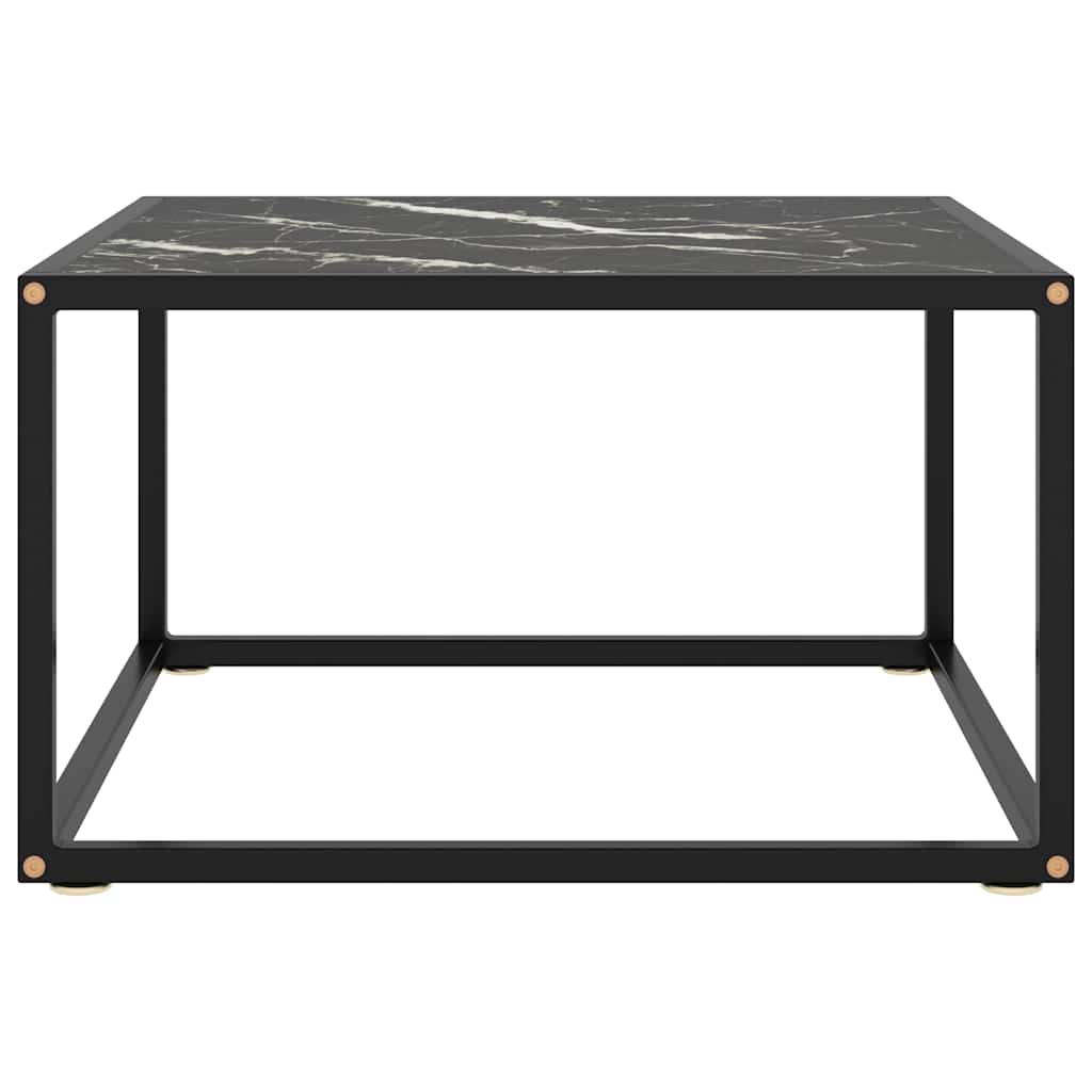322874 vidaXL Coffee Table Black with Black Marble Glass 60x60x35 cm