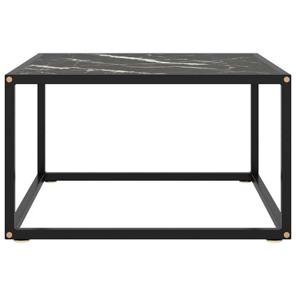 322874 vidaXL Coffee Table Black with Black Marble Glass 60x60x35 cm