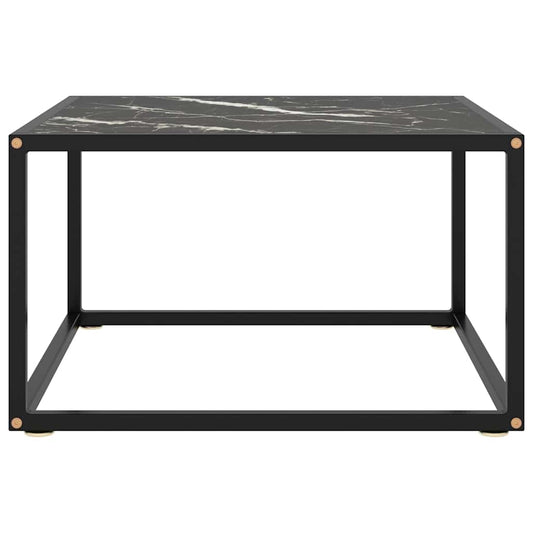 322874 vidaXL Coffee Table Black with Black Marble Glass 60x60x35 cm