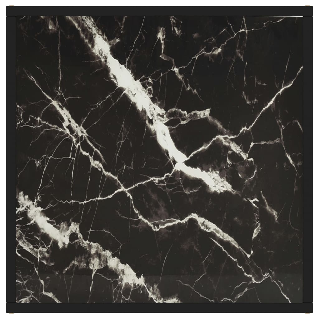 vidaXL Coffee Table Black with Black Marble Glass 60x60x35 cm