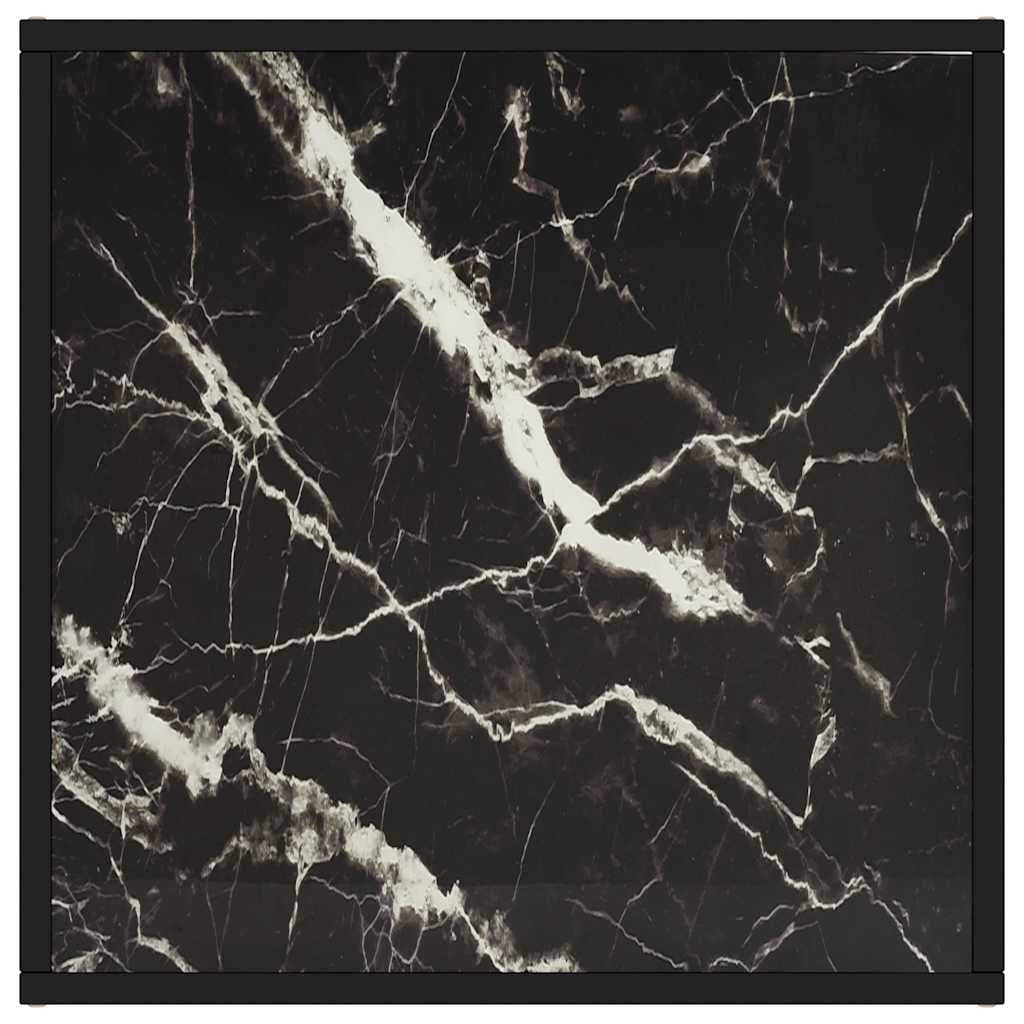 322874 vidaXL Coffee Table Black with Black Marble Glass 60x60x35 cm