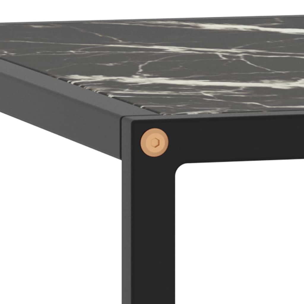 322874 vidaXL Coffee Table Black with Black Marble Glass 60x60x35 cm