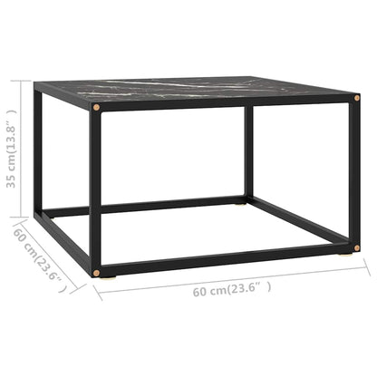 322874 vidaXL Coffee Table Black with Black Marble Glass 60x60x35 cm