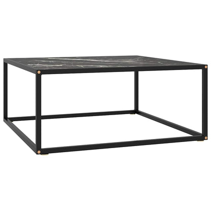 322878 vidaXL Coffee Table Black with Black Marble Glass 80x80x35 cm