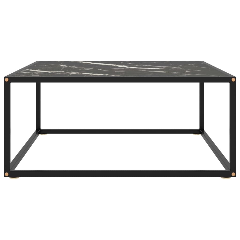 vidaXL Coffee Table Black with Black Marble Glass 80x80x35 cm