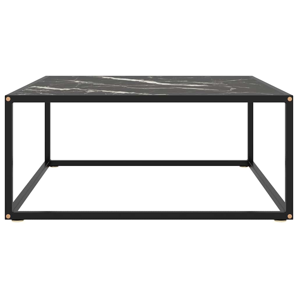 322878 vidaXL Coffee Table Black with Black Marble Glass 80x80x35 cm