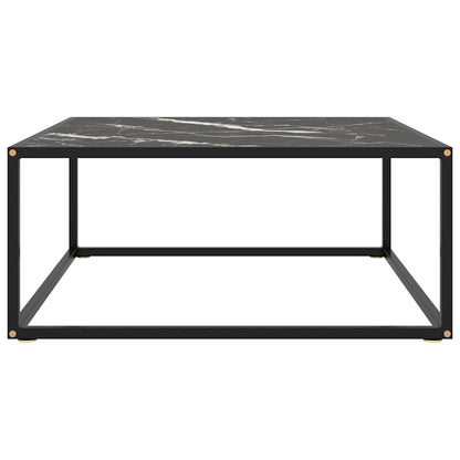 322878 vidaXL Coffee Table Black with Black Marble Glass 80x80x35 cm
