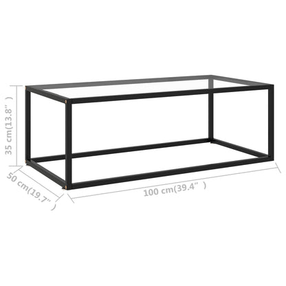 vidaXL Coffee Table Black with Tempered Glass 100x50x35 cm