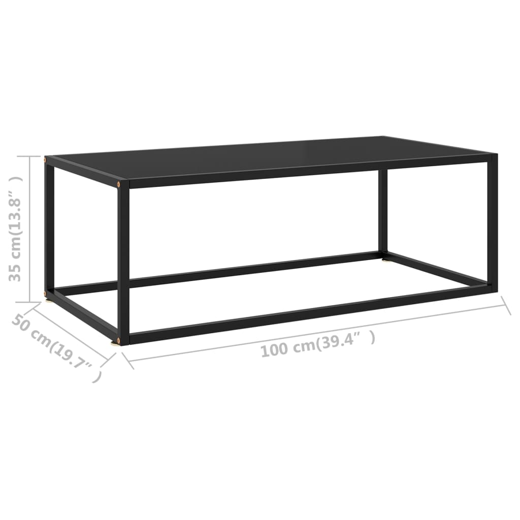 vidaXL Coffee Table | Black | Tempered Glass, Powder-Coated Steel | Medium