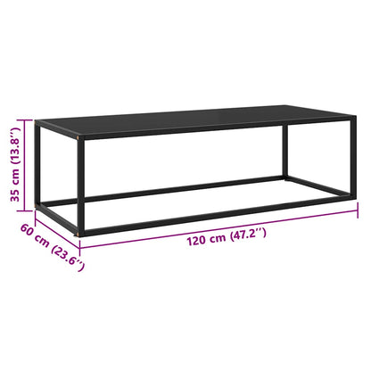 vidaXL Coffee Table Black with Black Glass 120x60x35 cm