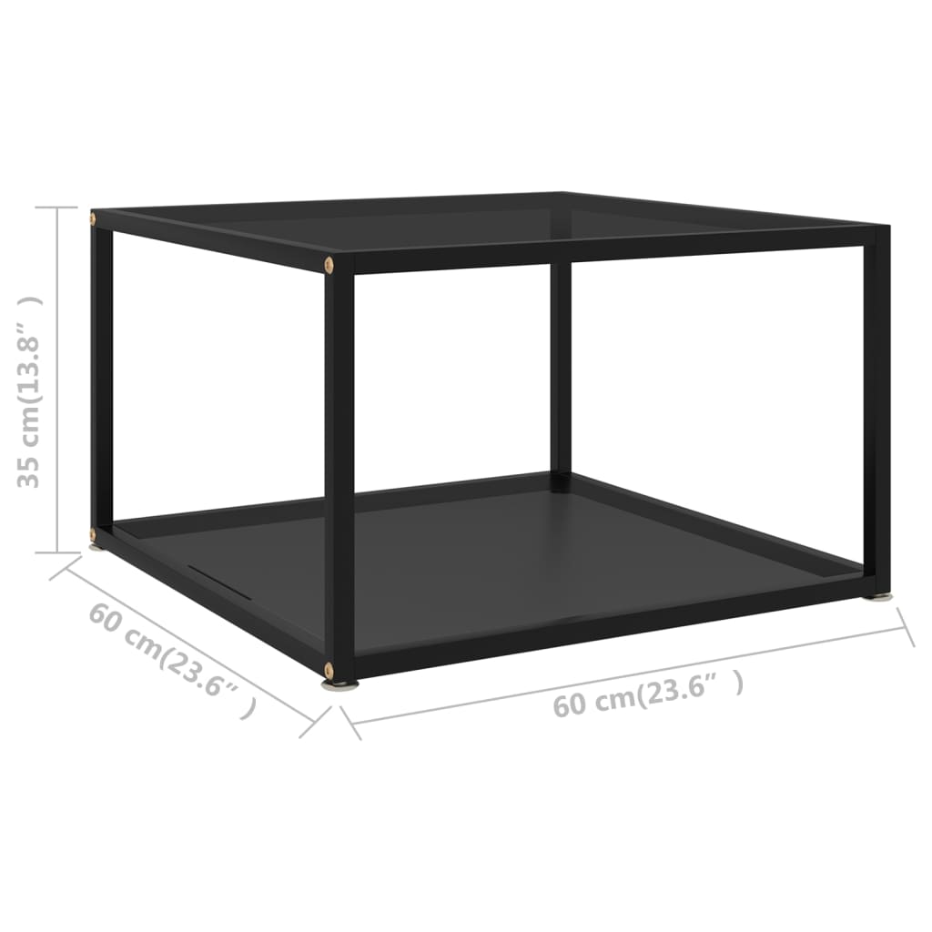 vidaXL Coffee Table | Black | Tempered glass, powder-coated steel | 60x60 cm