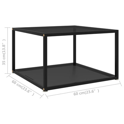 vidaXL Coffee Table | Black | Tempered glass, powder-coated steel | 60x60 cm