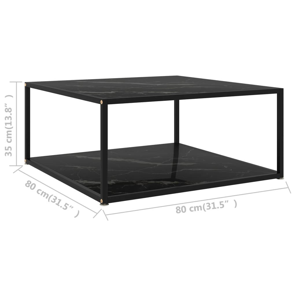 vidaXL Coffee Table Black 80x80x35 cm Tempered Glass