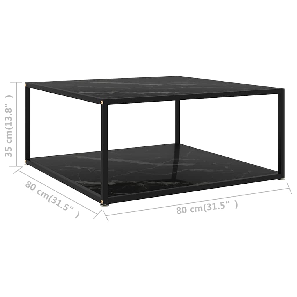 322895 vidaXL Coffee Table Black 80x80x35 cm Tempered Glass