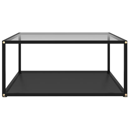 vidaXL Coffee Table Transparent and Black 80x80x35 cm Tempered Glass