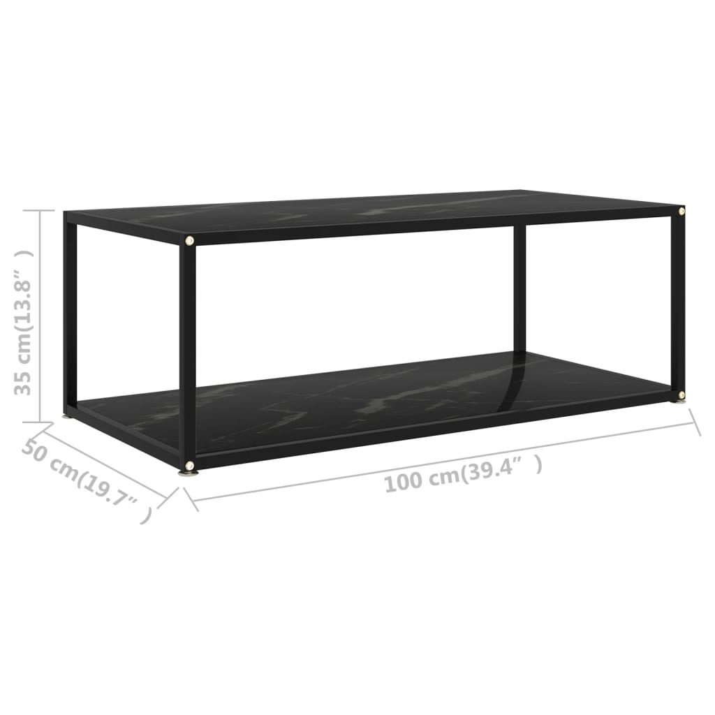 vidaXL Coffee Table Black 100x50x35 cm Tempered Glass