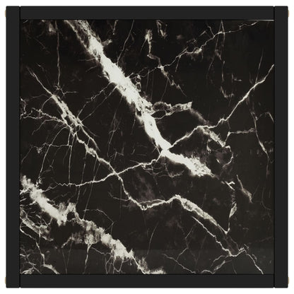 vidaXL Coffee Table Black with Black Marble Glass 40x40x50 cm