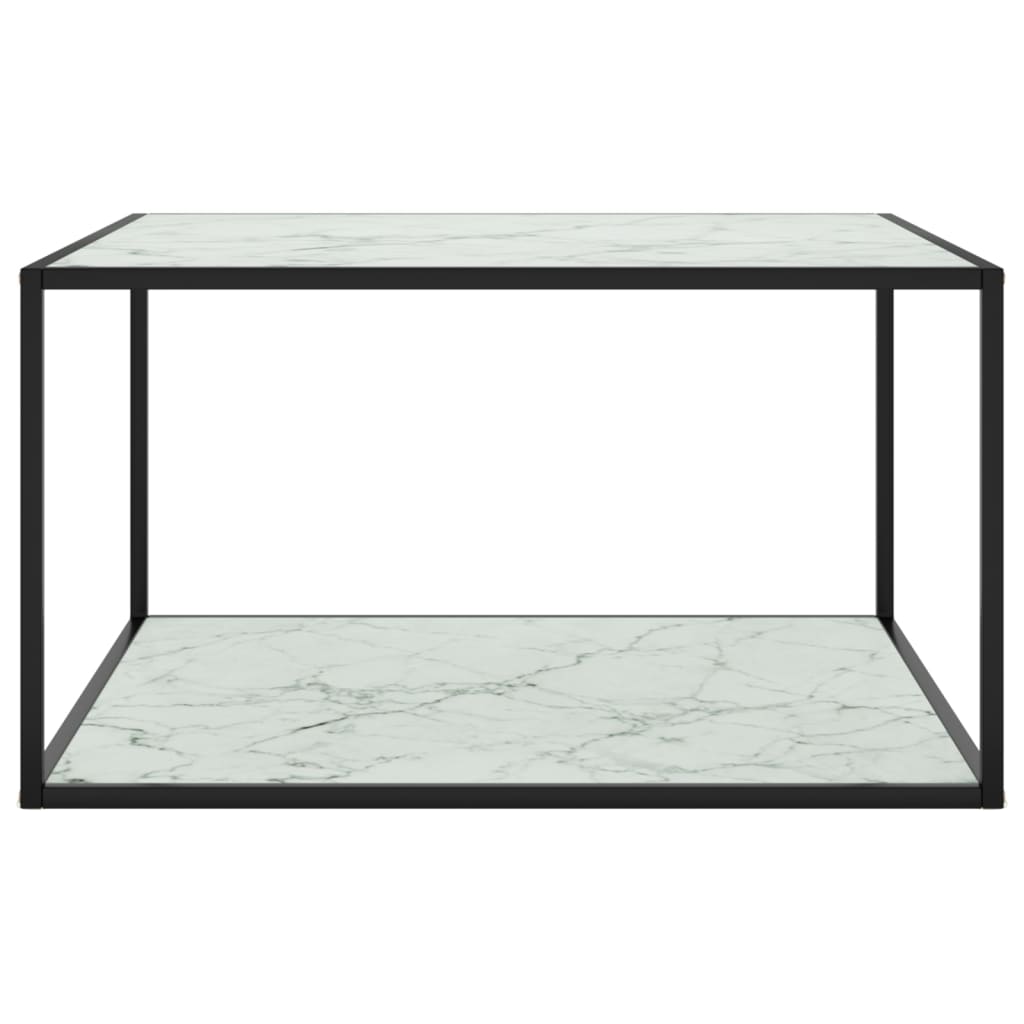 vidaXL Coffee Table Black with White Marble Glass 90x90x50 cm
