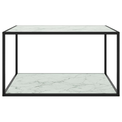 vidaXL Coffee Table Black with White Marble Glass 90x90x50 cm