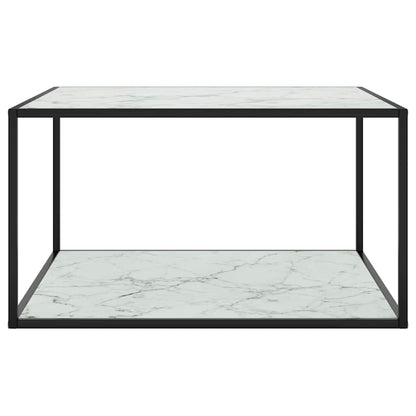 322913 vidaXL Coffee Table Black with White Marble Glass 90x90x50 cm