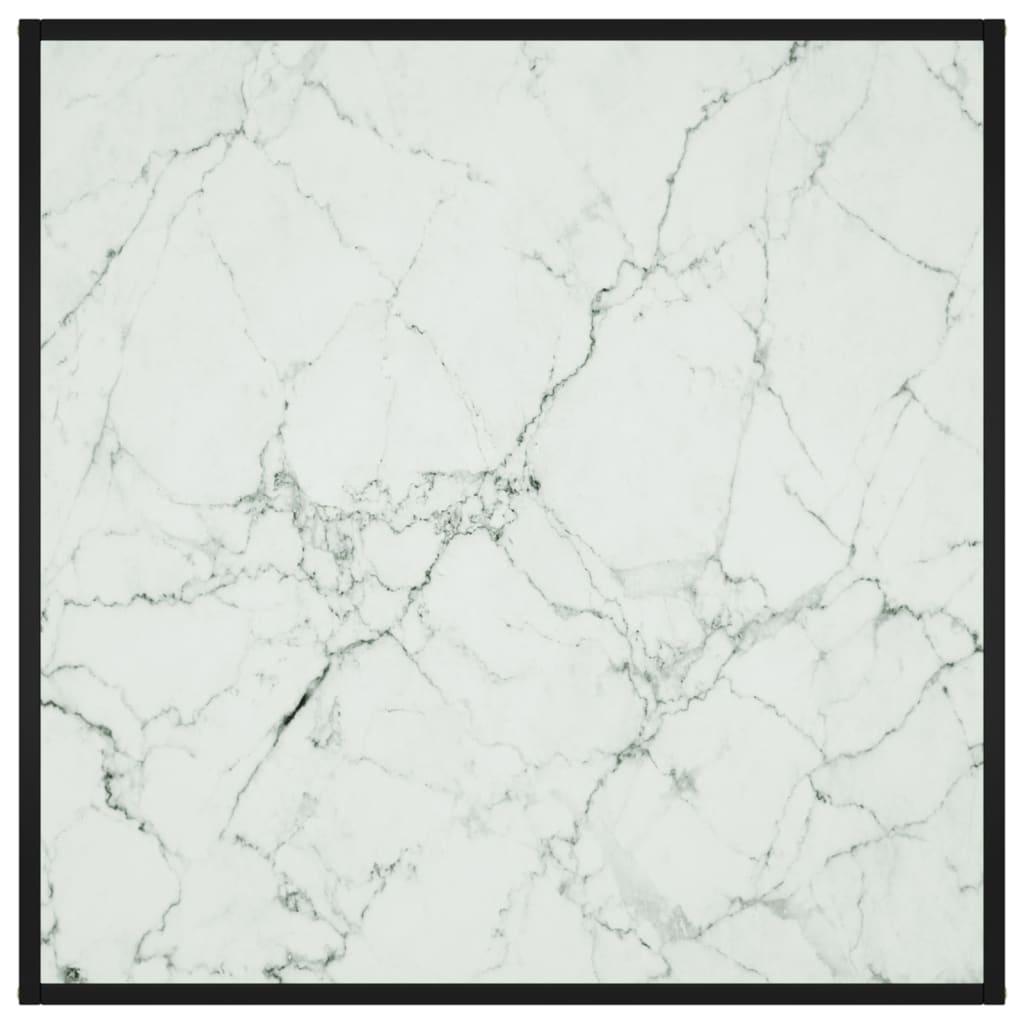 vidaXL Coffee Table Black with White Marble Glass 90x90x50 cm
