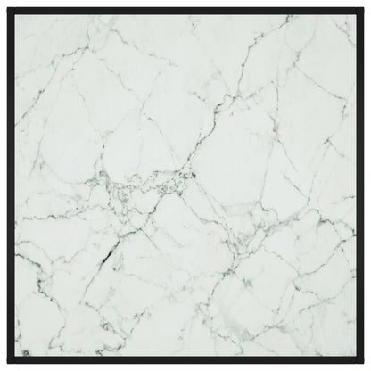 vidaXL Coffee Table Black with White Marble Glass 90x90x50 cm