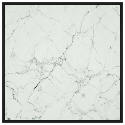 322913 vidaXL Coffee Table Black with White Marble Glass 90x90x50 cm