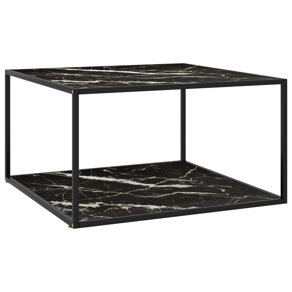 vidaXL Coffee Table Black with Black Marble Glass 90x90x50 cm