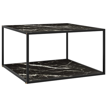 vidaXL Coffee Table Black with Black Marble Glass 90x90x50 cm