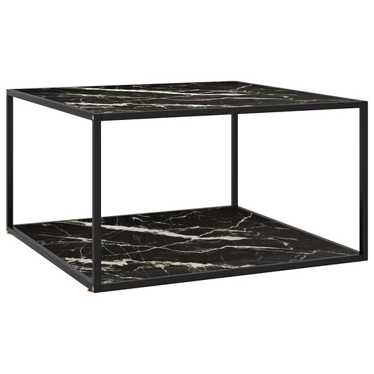 vidaXL Coffee Table Black with Black Marble Glass 90x90x50 cm