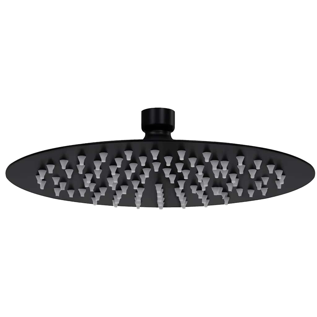 147690 vidaXL Rain Shower Head Stainless Steel 20 cm Round Black