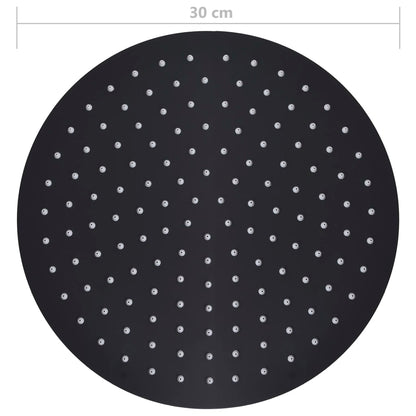 vidaXL Rain Shower Head Stainless Steel 30 cm Round Black