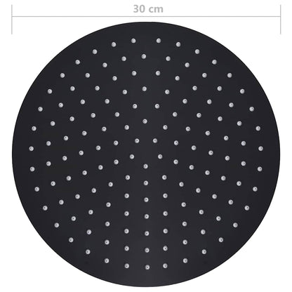 147692 vidaXL Rain Shower Head Stainless Steel 30 cm Round Black